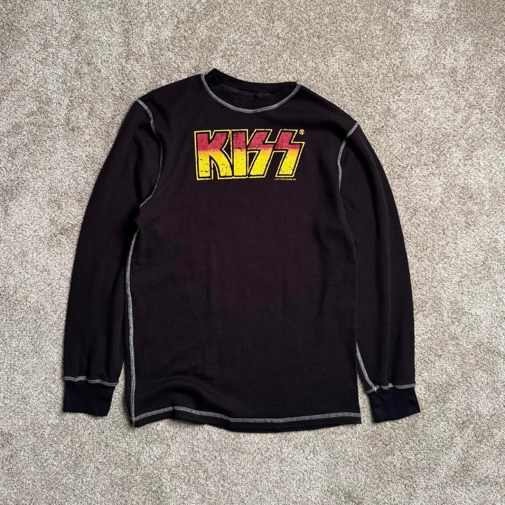 BLACK KISS WAFFLE KNIT LONG SLEEVE